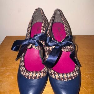 Poetic License Blue and Patterned Ribbon Flats